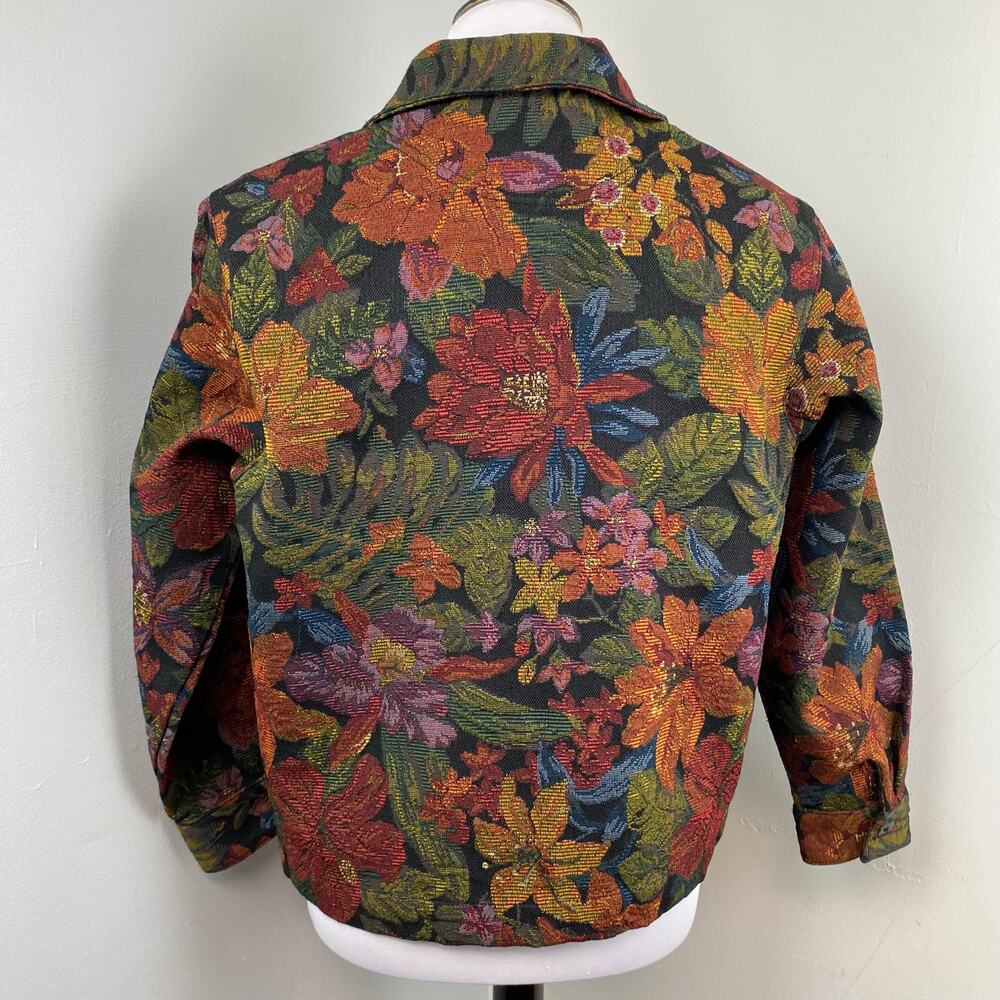 Vintage Touch O’ Blue Floral Earthy Boho Tapestry Chore Jacket Small - Picture 5 of 10